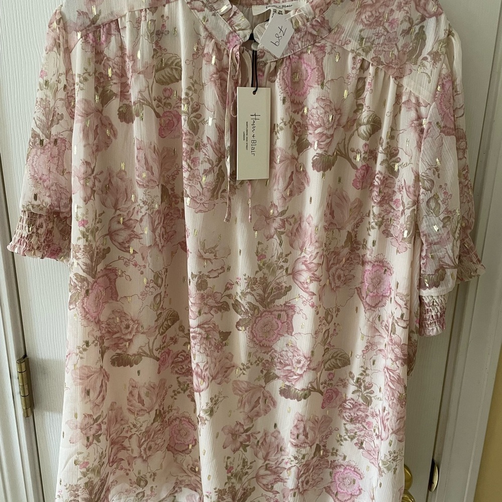 🌸 Haver & Blair Floral Metallic Blouse US 3X 🌸